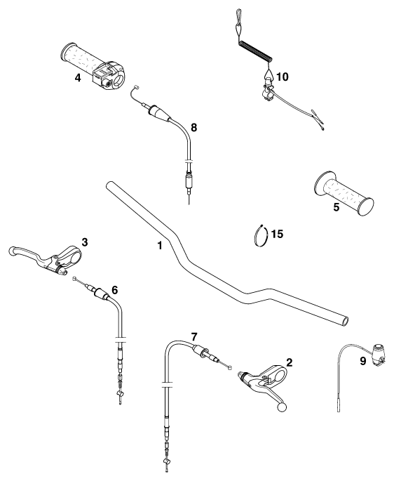 Sprängskiss: Handlebar, Controls – KTM 50 SX JUNIOR 2000