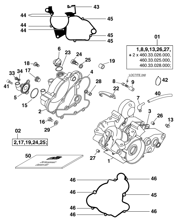 Sprängskiss: Engine Case – KTM 60 SX 2000