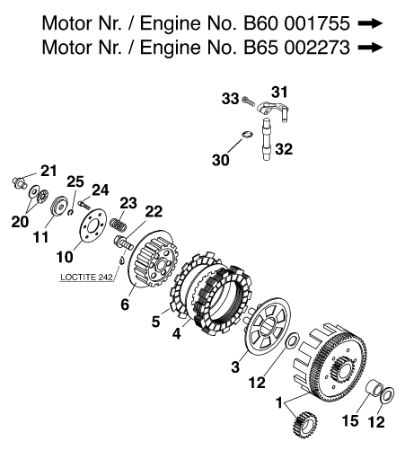 Sprängskiss: Clutch – KTM 60 SX 2000