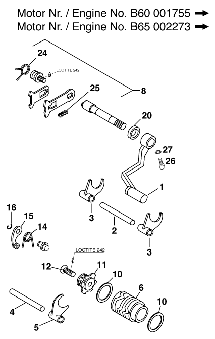 Sprängskiss: Shifting Mechanism – KTM 60 SX 2000