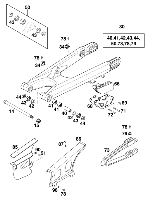 Sprängskiss: Swing Arm – KTM 380 EXC 2000