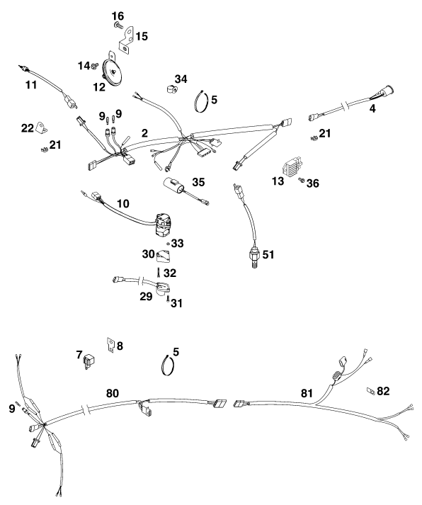 Sprängskiss: Wiring Harness – KTM 380 EXC 2000