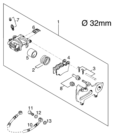 Sprängskiss: Rear Brake Caliper – KTM 380 EXC 2000
