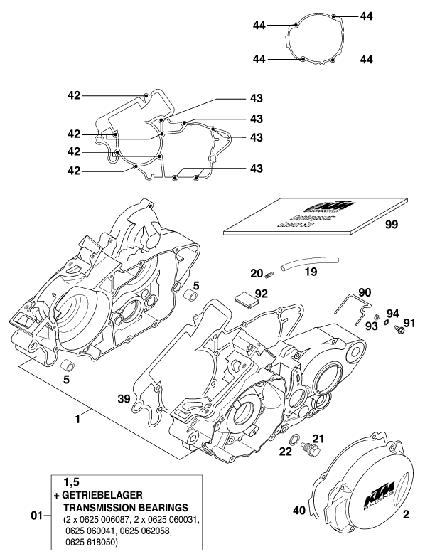 Sprängskiss: Engine Case – KTM 200 EXC 2000