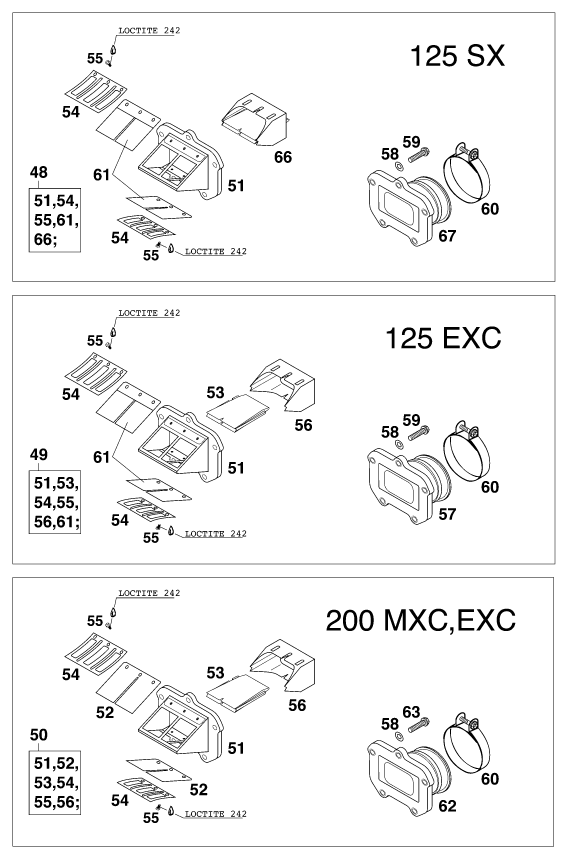 Sprängskiss: Reed Valve Case – KTM 200 EXC 2000