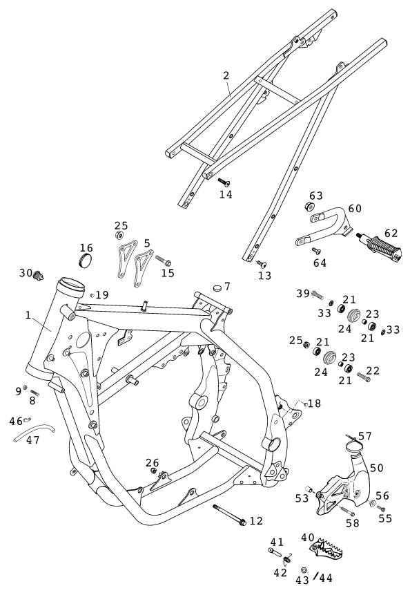 Sprängskiss: Frame – KTM 125 EXE 100 2000