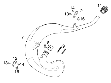 Sprängskiss: Exhaust System – KTM 125 EXE 100 2000
