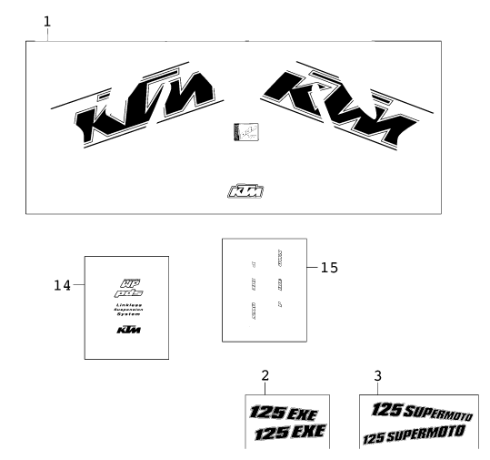 Sprängskiss: Decal – KTM 125 EXE 100 2000