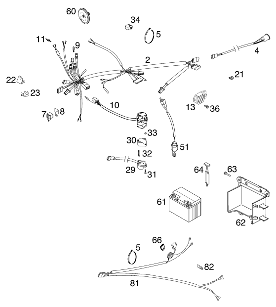 Sprängskiss: Wiring Harness – KTM 125 EXE 100 2000