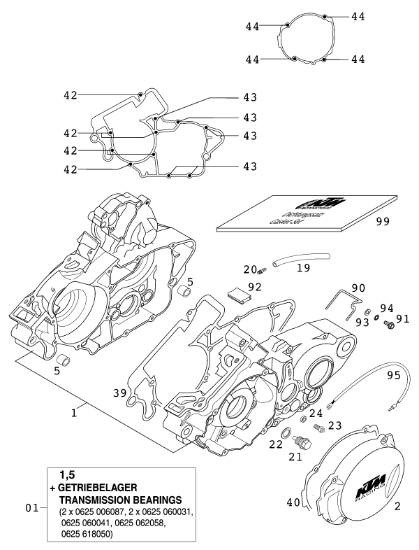 Sprängskiss: Engine Case – KTM 125 SUPERMOTO 100 2001