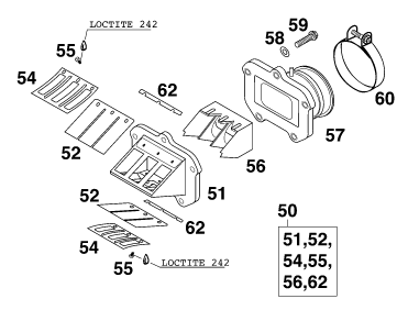 Sprängskiss: Reed Valve Case – KTM 125 SUPERMOTO 100 2001