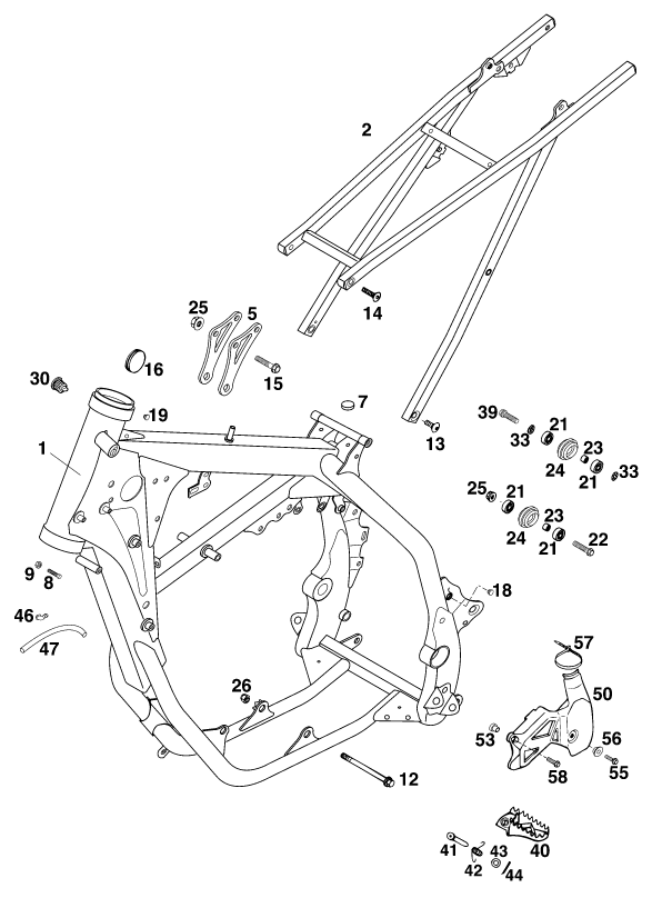 Sprängskiss: Frame – KTM 380 EXC 2000
