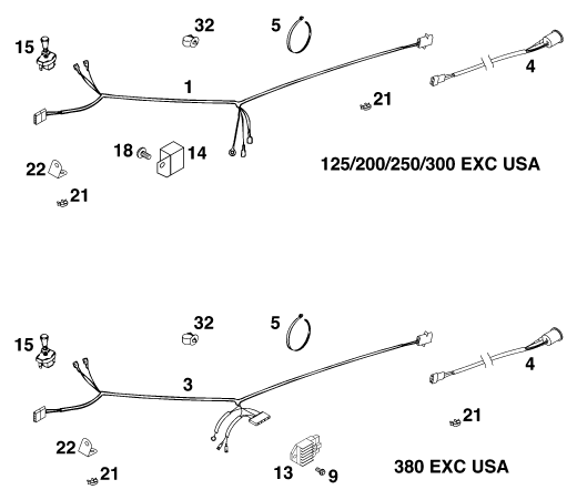 Sprängskiss: Wiring Harness – KTM 380 EXC 2000