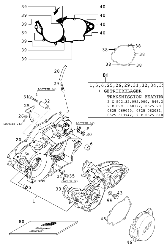 Sprängskiss: Engine Case – KTM 300 EXC SIX-DAYS 2001