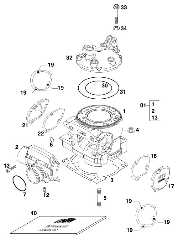 Sprängskiss: Cylinder – KTM 250 EXC 2000