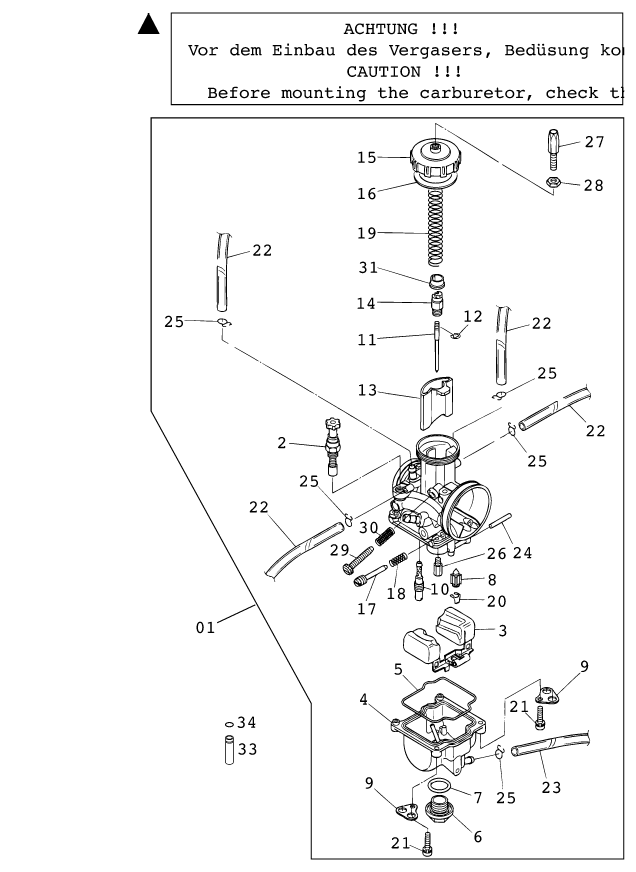 Sprängskiss: Carburetor – KTM 300 EXC SIX-DAYS 2001