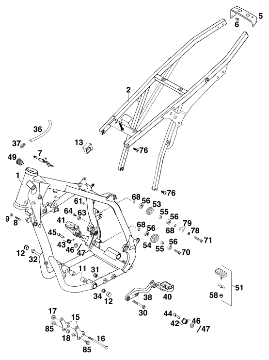Sprängskiss: Frame – KTM 620 SC 2000