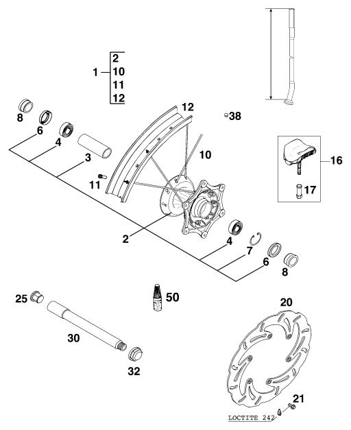 Sprängskiss: Front Wheel – KTM 620 SC 2000