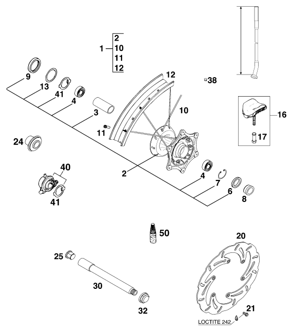 Sprängskiss: Front Wheel – KTM 620 SC 2000