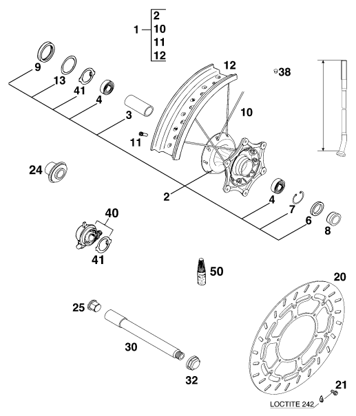 Sprängskiss: Front Wheel – KTM 620 SC Super-moto 2000