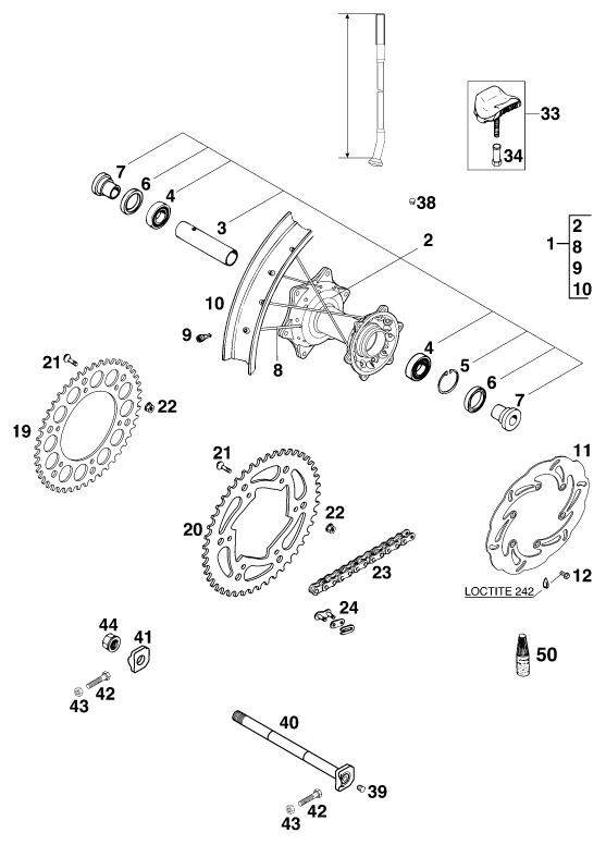 Sprängskiss: Rear Wheel – KTM 620 SC 2000