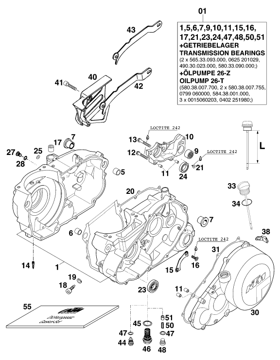 Sprängskiss: Engine Case – KTM 620 SUP-COMP 20kW