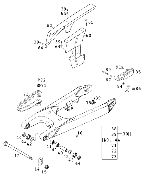Sprängskiss: Swing Arm – KTM 640 LC 4 2001