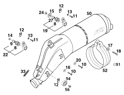 Sprängskiss: Main Silencer – KTM 640 LC 4 2000