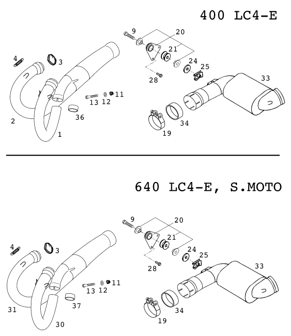 Sprängskiss: Exhaust System – KTM 640 LC 4 2001