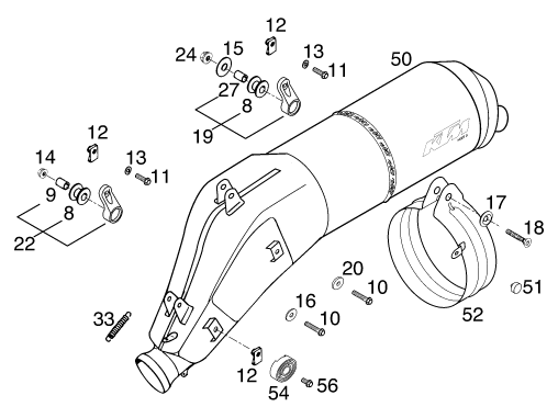 Sprängskiss: Main Silencer – KTM 640 LC4-E SILBER/18,5Lt 2000