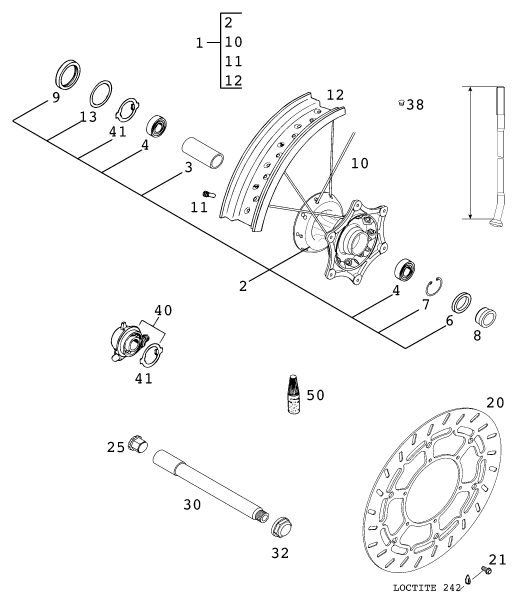Sprängskiss: Front Wheel – KTM 640 LC4-E Super-Moto 2000