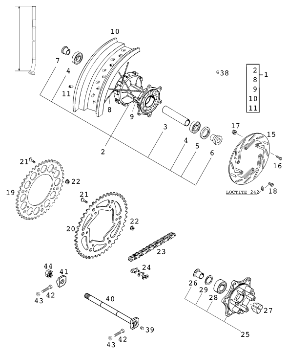 Sprängskiss: Rear Wheel – KTM 640 LC4-E Super-Moto 2000