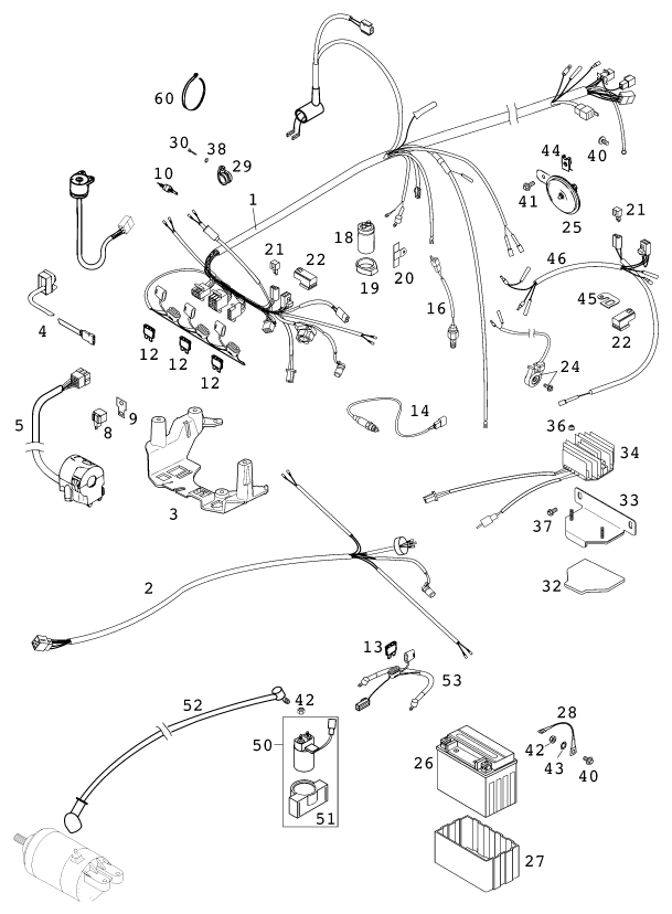 Sprängskiss: Wiring Harness – KTM 640 LC4-E Six days 2000