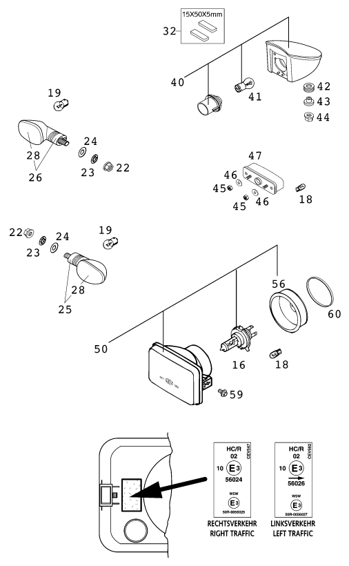Sprängskiss: Lighting System – KTM 640 LC4-E SILBER/18,5Lt 2000