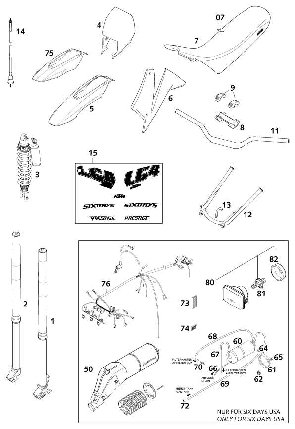 Sprängskiss: New Parts – KTM 640 LC4-E Six days 2000