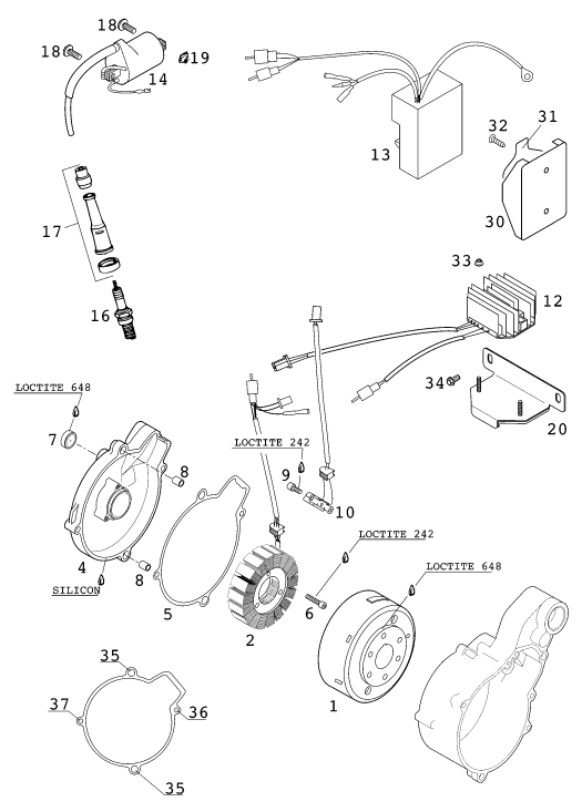 Sprängskiss: Ignition System – KTM 640 DUKE II LIME 2000