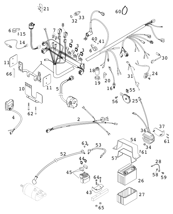 Sprängskiss: Wiring Harness – KTM 640 DUKE II LIME 2000