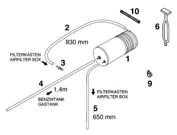 Sprängskiss: Evaporative Canister – KTM 640 DUKE II LIME 2000
