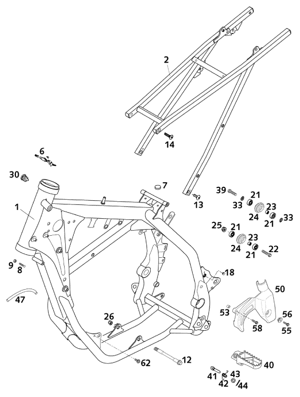 Sprängskiss: Frame – KTM 520 SX RACING 2000