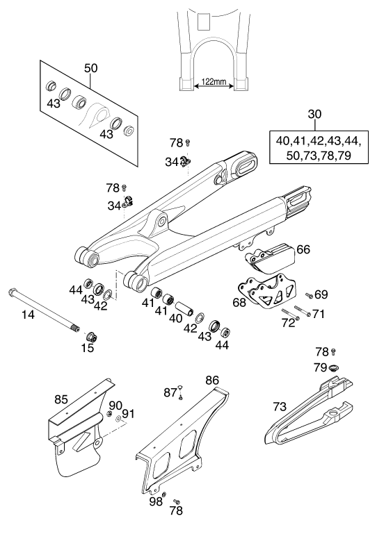 Sprängskiss: Swing Arm – KTM 520 SX RACING 2000
