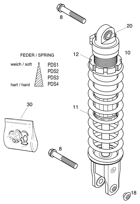 Sprängskiss: Shock Absorber – KTM 520 SX RACING 2000