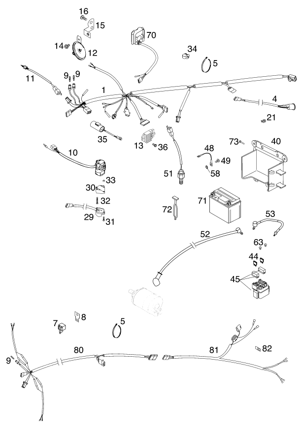 Sprängskiss: Wiring Harness – KTM 520 SX RACING 2000
