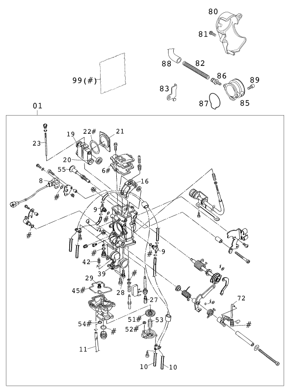 Sprängskiss: Carburetor – KTM 400 EXC RACING 2000