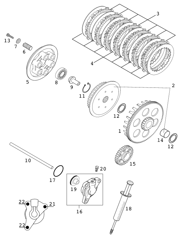 Sprängskiss: Clutch – KTM 400 EXC RACING 2000