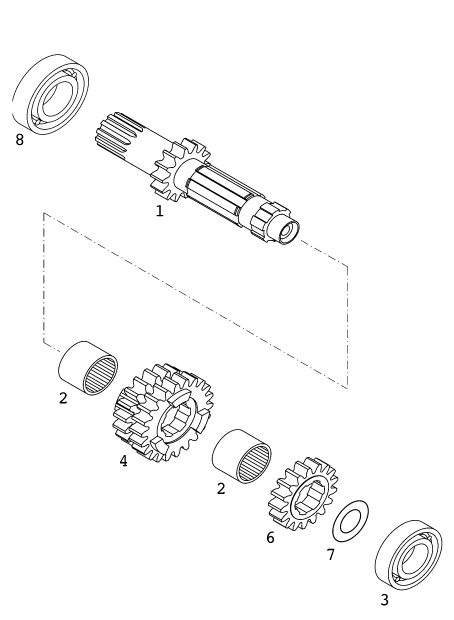 Sprängskiss: Transmission I - Main Shaft – KTM 400 SX RACING 2000