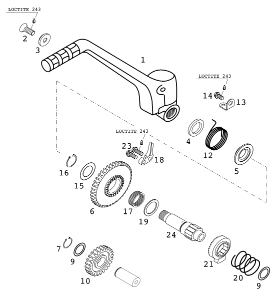 Sprängskiss: Transmission I - Main Shaft – KTM 250 EXC RACING 2001