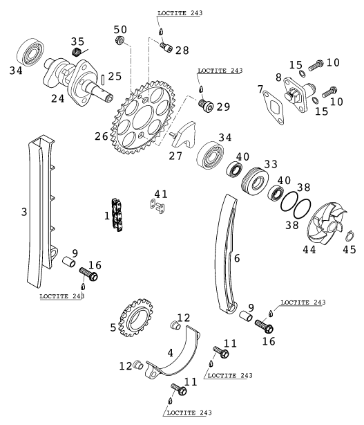 Sprängskiss: Timing Drive – KTM 400 EXC RACING 2000