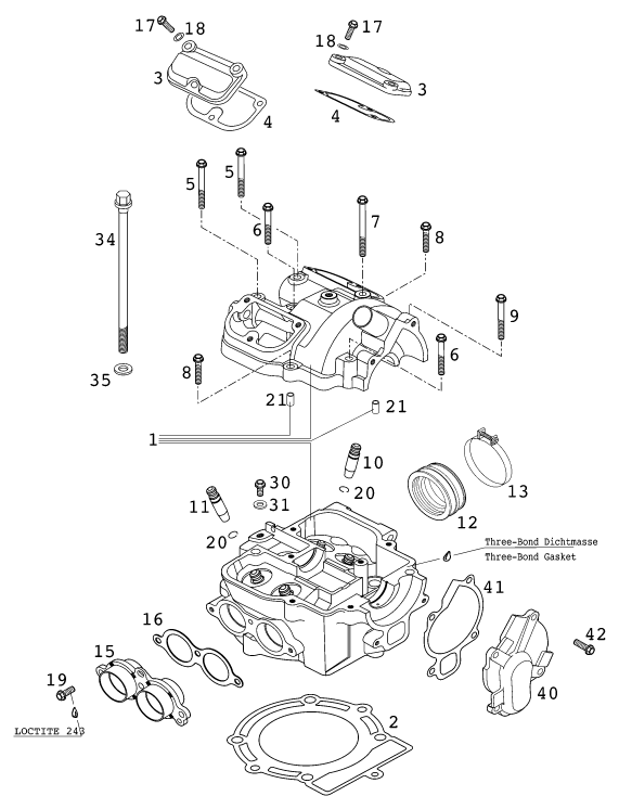 Sprängskiss: Cylinder Head – KTM 400 EXC RACING 2000