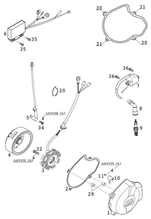 Sprängskiss: Ignition System – KTM 400 EXC RACING 2000