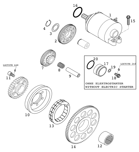 Sprängskiss: Electric Starter – KTM 400 EXC RACING 2000